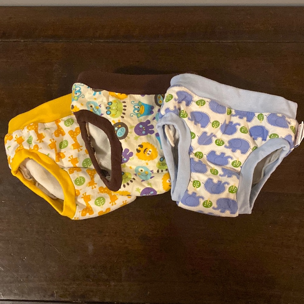 Three pairs of absorbent training pants.  Size L. Gently used conditon